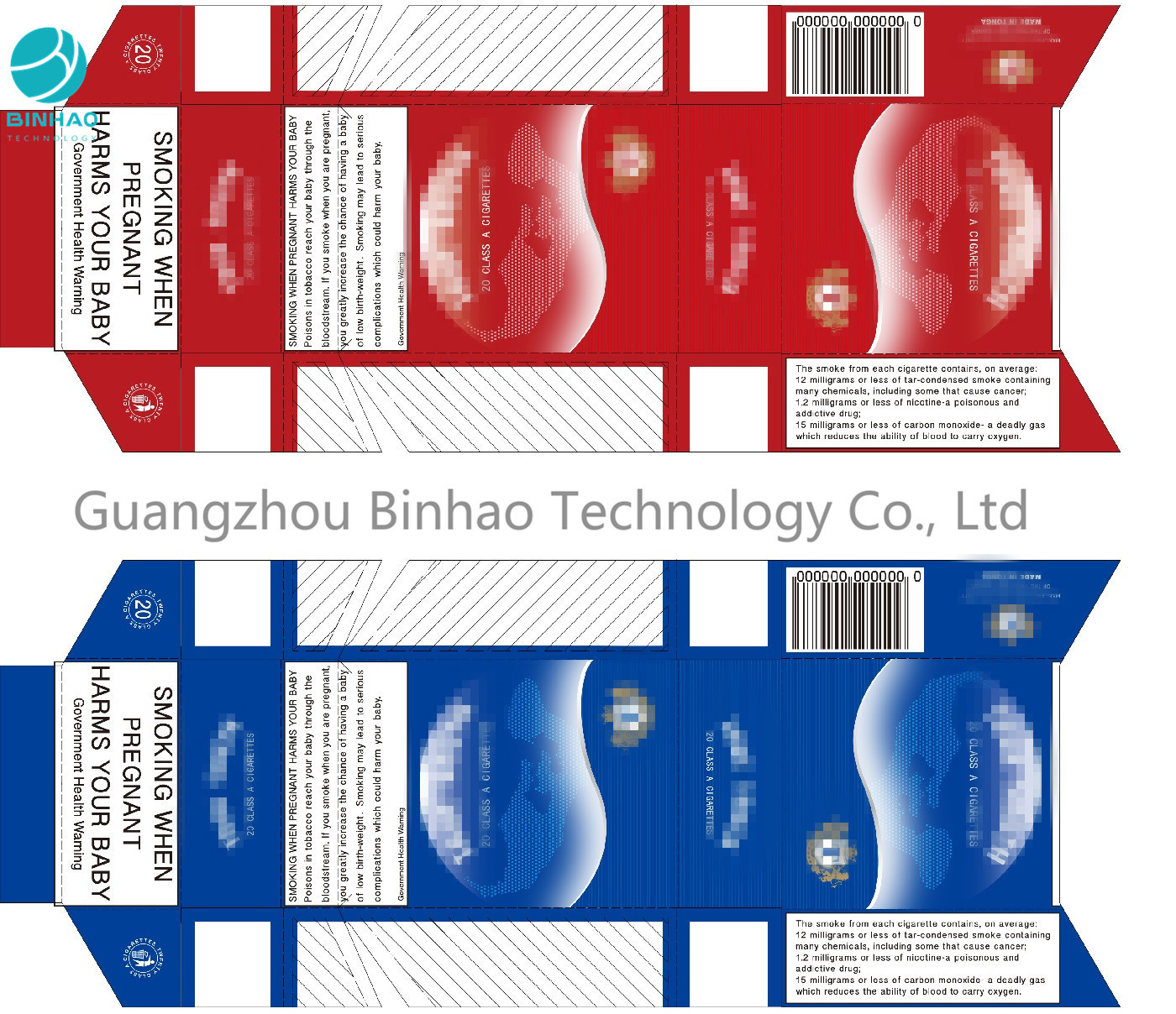 Roter blaues Papier-kundenspezifischer Zigarettenetui-Rauch-Satz mit Persönlichkeits-Entwurf